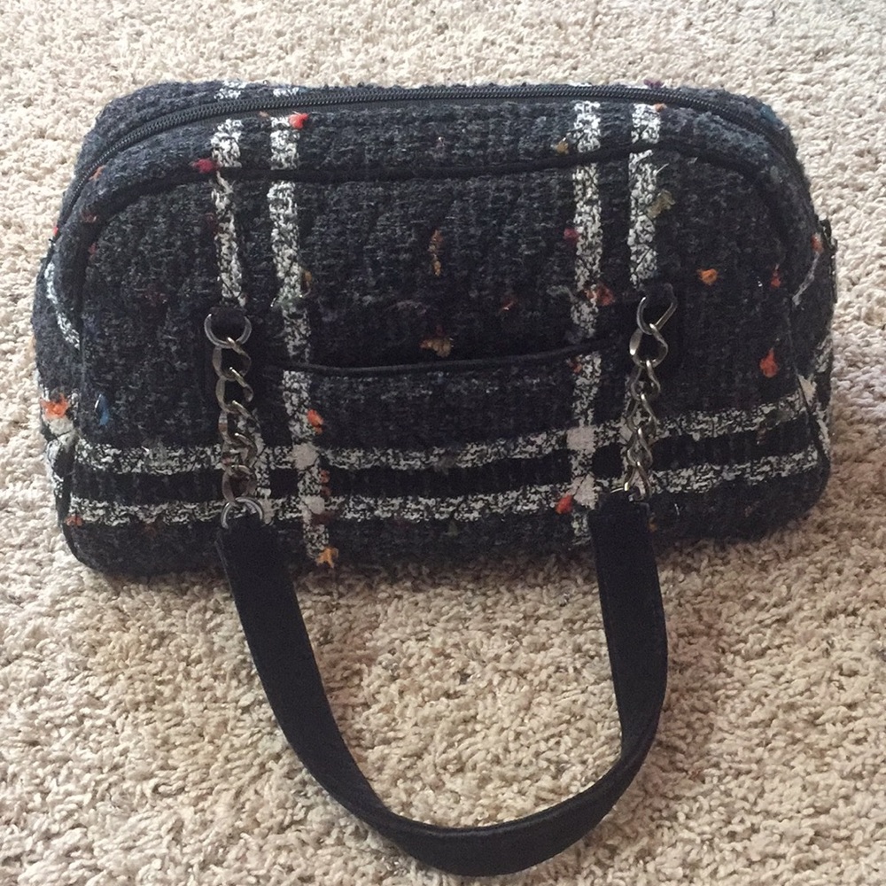 Vera Bradley Black Tweed Plaid Satchel with Multicolor Flecks